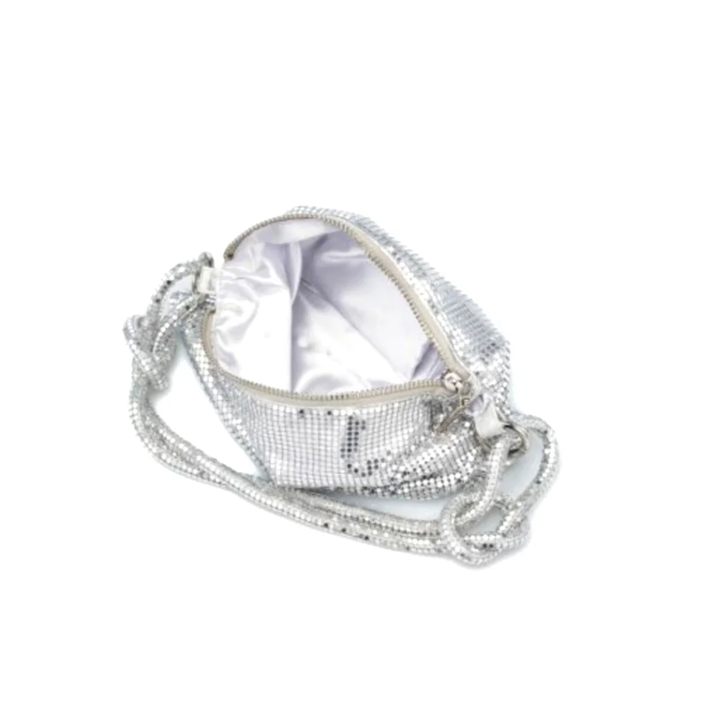 Nina New York Swoon In Silver Mesh Clutch/Evening Bag NWT & Box